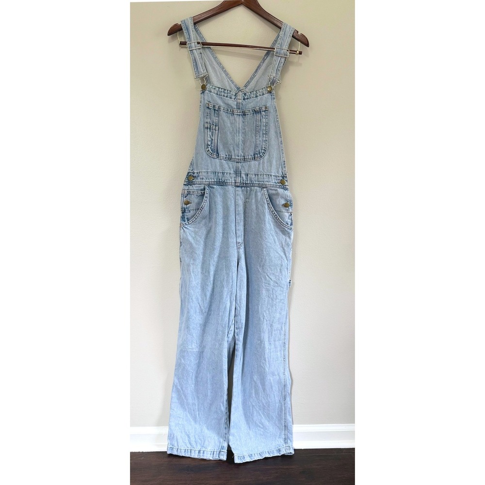 DARI Vintage Women's Light Wash Wide Leg Denim Carpenter Overalls Size Med